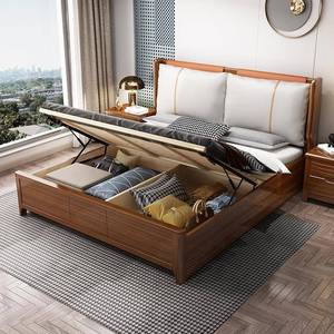 胡桃木实木主1床1.8米FSMP-H10双人床.5m婚现代简约家用卧中式储