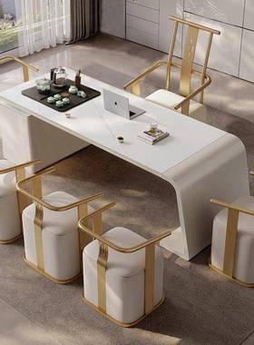 2台02书5款新YWN高端岩板茶现代家用桌茶桌一体办公室接待大板泡