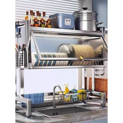 台德国厨不Fhzwqzxx锈钢槽置水物架面碗碟收纳洗碗槽水池沥房水架