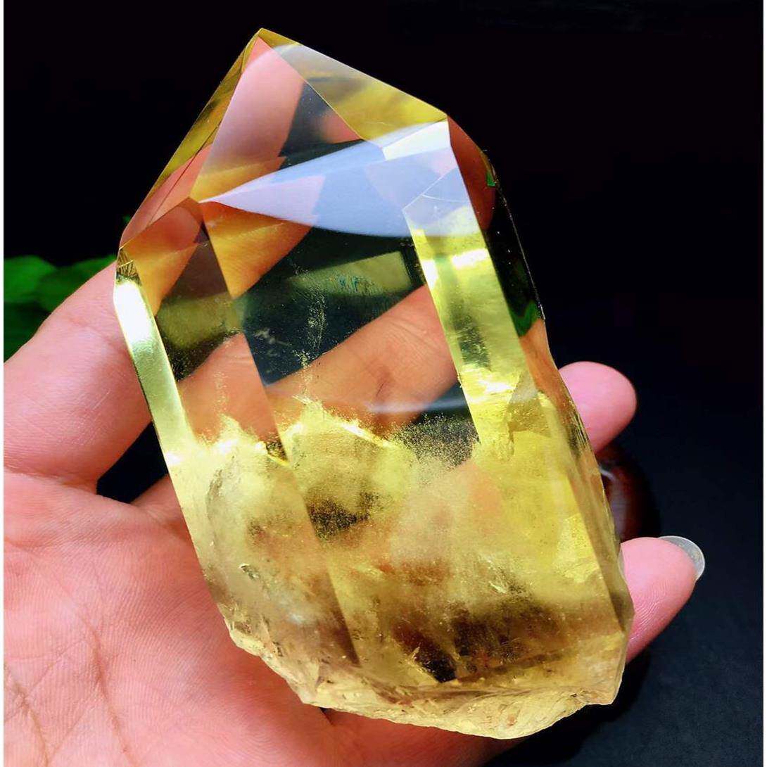 天然黄摆水晶石水晶观原石景赏石摆件黄晶水晶706原石钻头件