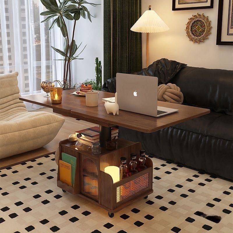 木降茶几DCU移动桌推车茶折叠餐桌小户实型茶台升多功能客厅沙发