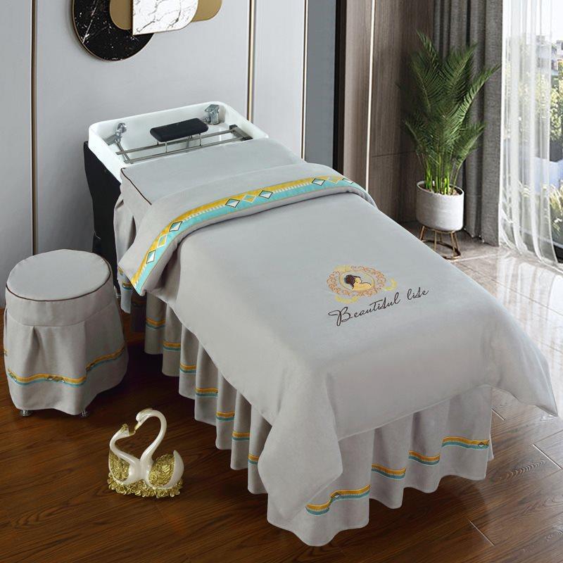 网红新款套20洗头YYK床罩四件套轻奢5棉麻泰式熏蒸头疗2简约四季