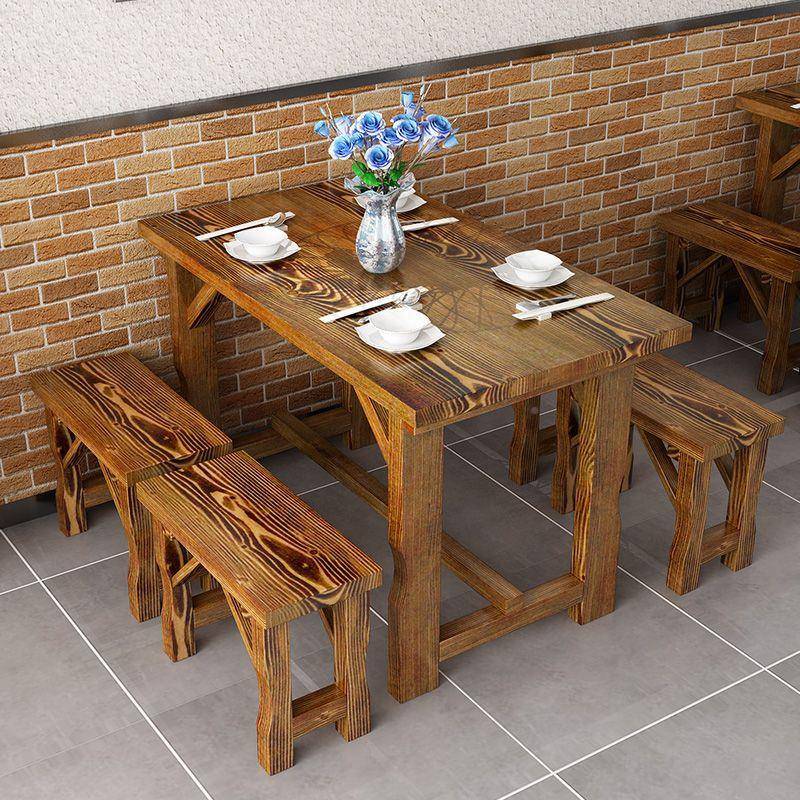 碳实AVG木餐桌椅烧烤快小吃店椅饭店面馆早餐店化餐饮餐厅桌椅桌