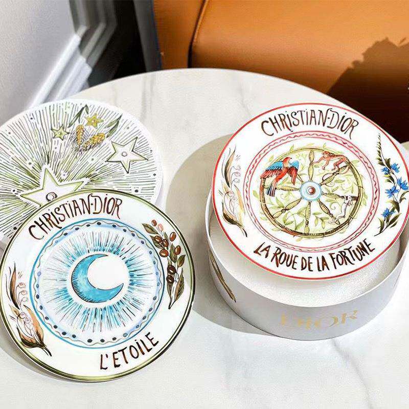 迪家创陶意瓷牛排盘子套装合餐家用组AFQ手绘风西盘星星系列盘子