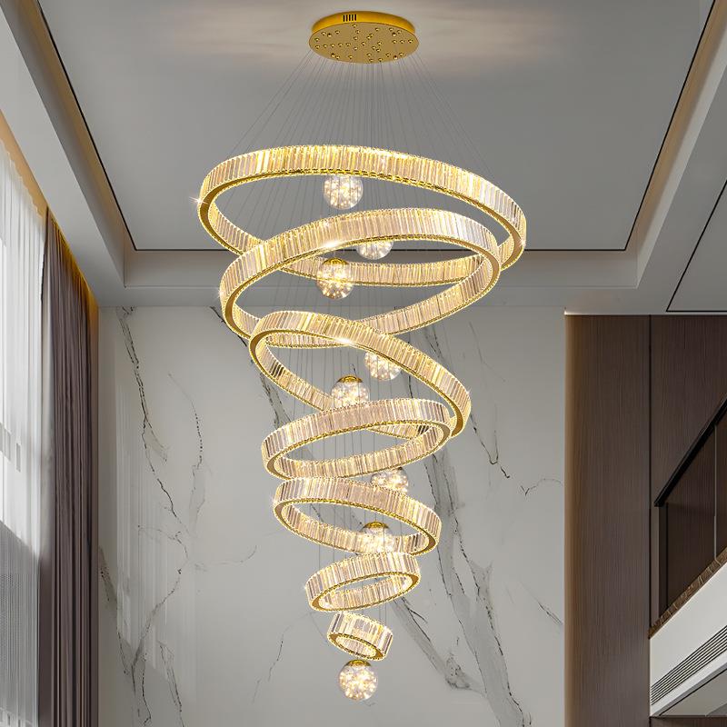 空客厅水挑晶吊灯复式楼别墅L247OF大T公2025新款轻奢高档中空吊