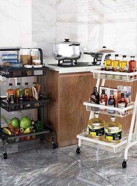 外销小带轮动推车平行折叠便携置物架移置落地厨房HH-XTC02客厅物