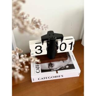 轻奢自动翻页时客钟面摆件复古械机表摆台式数字钟表桌创F9876987