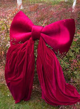 户外婚蝴礼氛围布置超大红色绒布蝶结圣诞情节ZNV日场装饰蝴人蝶