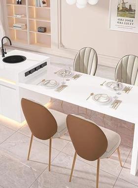 岛可台餐桌一体板伸缩岩家用中岛台轻奢现代多功理能储物料台RNI