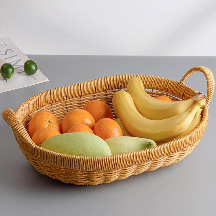 水果篮盆客厅手工仿编织果盘家用田F98M6TM8园果风美式果零食干藤
