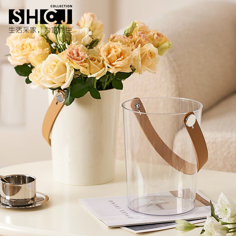 SHCJ奶油白醒花桶家用花店专用鲜花束插花深水桶客厅花艺透明花瓶