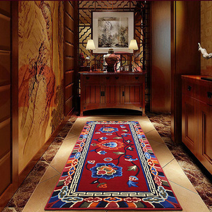 中式藏毯卧室床边飘窗走廊沙发懒汉床垫子长条方形加厚水洗中式风