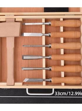 刻7件套木盒木锤雕刀套装带雕花木凿OLZ工雕刻工具木工凿