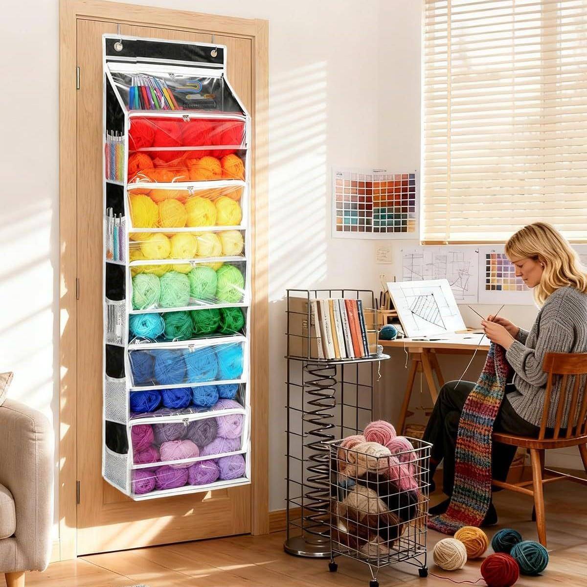 拉收链6层拉链款牛布纳挂袋后储物防津尘门收纳壁挂式门后挂袋