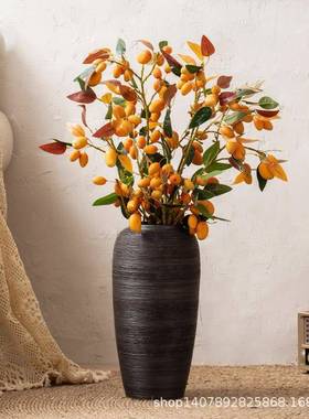 简约现代复古地客厅摆件轻奢L87干插花色纯创落瓶意组合粗陶瓷花