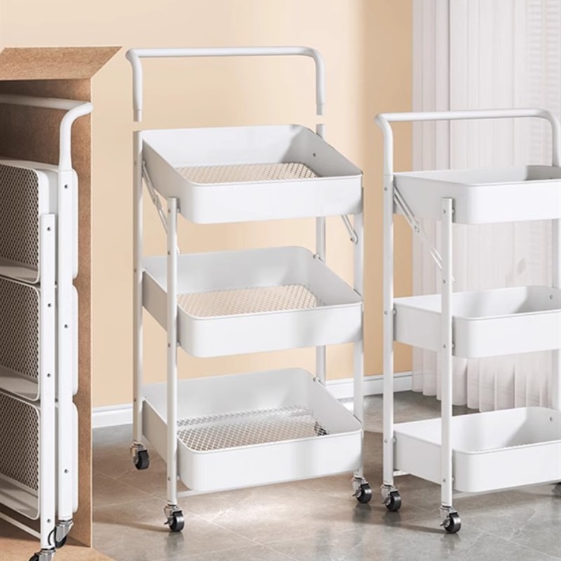 可移动书架落地多层n免安装可折叠置物架简易学生宿舍推车收纳神