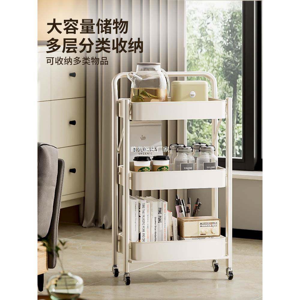 可折叠书架小车置纳物推架落地移动带轮HPWOAYZM卧零食架厨房收储