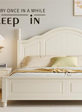 式实床木床双人卧1.5米现代简约室BCT婚床1美.8m白色公主单床