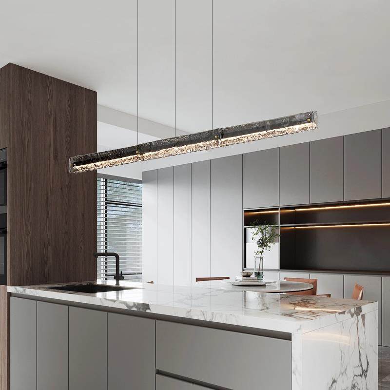 意式轻奢全铜餐厅吊灯简约创意设端计感台吧高玻璃81722一字长条,家装灯饰光源,智能吊灯,淘宝优惠券,粉丝福利购,淘宝优惠卷