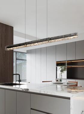 意式轻奢全铜餐厅吊灯简约创意设端计感台吧高玻璃81722一字长条