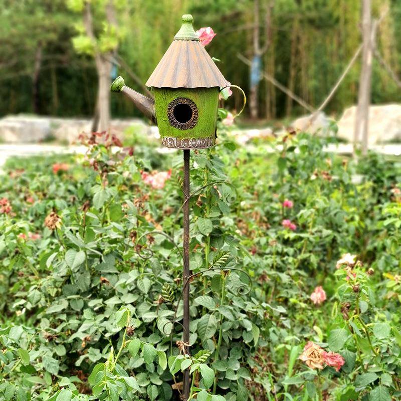 外铁艺户景复古屋房子插鸟枝摆件花园tb-62339阳台庭院装饰造布置