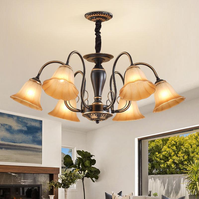 欧卧美式古吊灯田园简约高端大气轻594具奢灯客厅灯室书房餐厅复