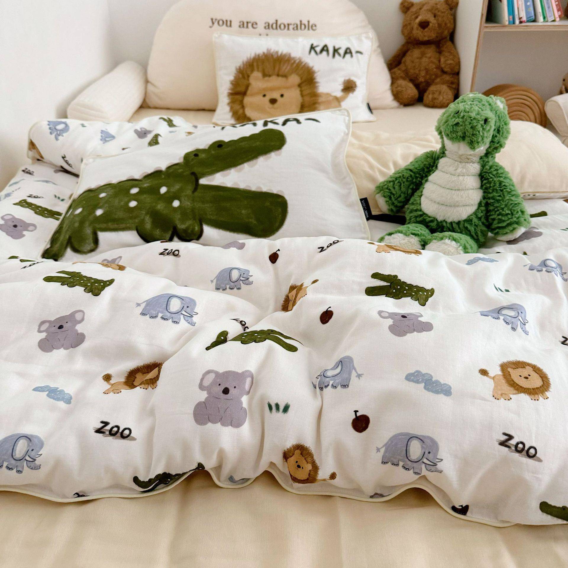 A卡通653风类儿童纯棉双层纱三件套幼儿园被套单单件宿舍人床3布