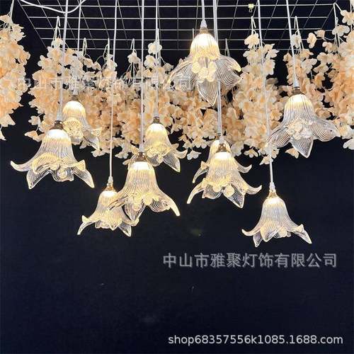 创花LKQ意婚庆道具10百合亚克力礼吊灯婚头场地发光道具婚礼装饰