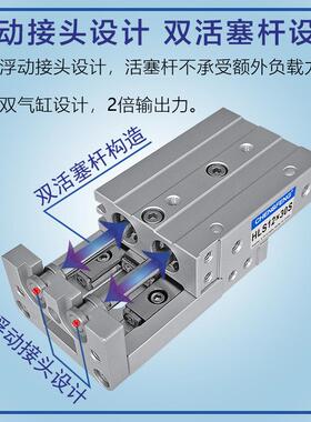 HLS滑台气缸6X8X16012X16X20X5X120X3X0X405X507S滑台气缸
