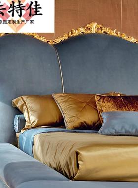 欧ETT式双人床卧法式宫廷华布艺主公奢意大利别墅家具主实木雕花