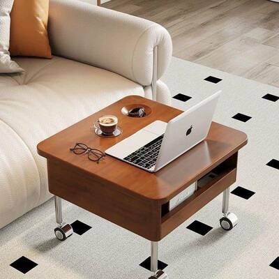 中古风实升降茶木功几移动55976带轮休闲可小户型多能收纳