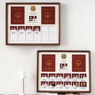 婚结婚证相框领证周纪念登记新照姻登记证情年侣结婚照摆台3616/3