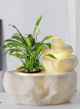 假山流水加湿净化盆景桌面CBU喷泉铺居办公桌转店运球流宝金聚水