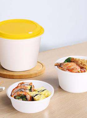 一次性饭盒防锁偷吃碗扣打VTI包盒塑料汤碗带防漏盖加外卖双层厚