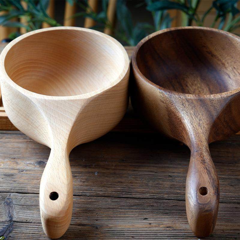 简约设计细FTT打磨精大泽号水瓢木质色自然日常家居厨房工具水舀