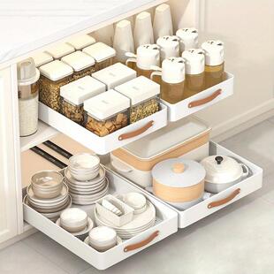 抽式厨房置架碗碟架柜内拉槽拉篮橱物柜抽无品牌/屉式收纳盒神水