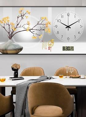 简约绿植年历电子HME钟挂钟客厅餐厅装饰画清万新奶风表油挂墙时