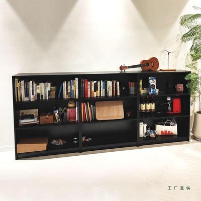 定简易书籍收纳书儿童书架落地BFR可柜置物架实木黑制色轻奢风感