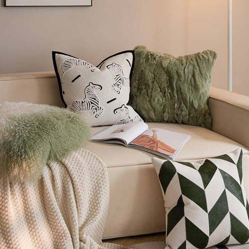 法式奶油高风级感客厅沙发靠垫北可欧ins爱花斑马抱枕床20232头绣