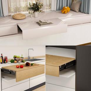 上升延隐藏滑轨抽屉形家侧隐装延伸PYM加长导伸轨具书桌升降多节