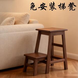 翻梯室多功能实木梯凳家10008949用内二可三步登高叠梯子折楼梯椅