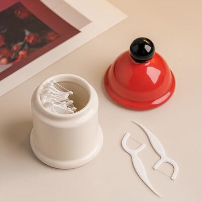 贝可爱BSR牙签筒创意家用高汉颜值陶瓷牙线餐盒棉签罐客厅厅收纳