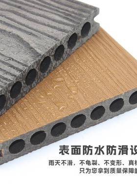 塑木地板户外庭院露地台阳台自铺EHO可防腐防潮共W挤圆孔O塑木板