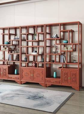 木仿古博SED古架多宝阁中式书架办公实室商摆铺断架茶柜件隔架陈