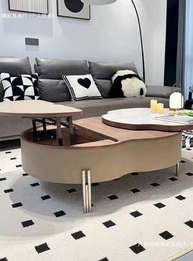 网红爆款轻型奢茶茶几小户餐桌储意式家用伸缩物椭圆YOC形客厅几