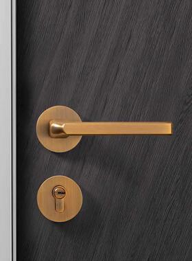 铜拉丝门锁间室内室卧木门f12-008锁简约静音磁吸把手房分门体锁