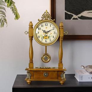 客厅座钟创意古老式电视柜钟坐钟202复5新款家博古架装饰台式AL97