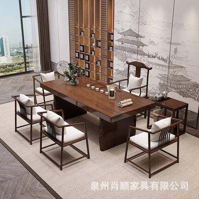 新中实木全桌办公室接待会客功茶夫泡茶桌椅BJL组合式茶馆家用茶