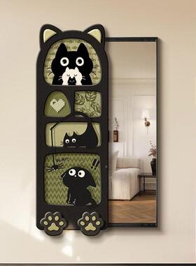 全身装饰可推拉隐形衣AL100549画帽间穿衣镜镜壁玄关画镜子挂画猫