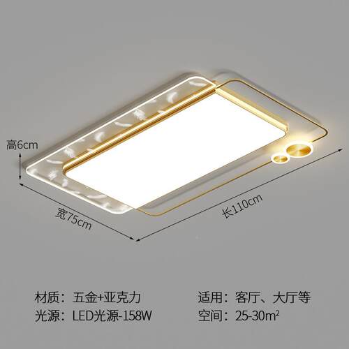 客厅约灯简现代卧室亚克力毛羽轻奢长LY580方形三室一厅餐LED全套